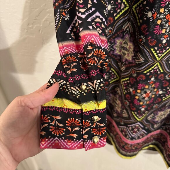 Antonio Melani Multicolored Aztec Geometric Paisley Slit Front Sheath Midi Dress - Picture 3 of 10